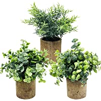 VINFUTUR 3pcs Plantas Artificiales Decorativas Eucalipto con Maceta para Mesa Escritorio Plantas Pequeñas Falsas…